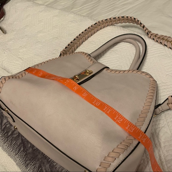 BLUSH PINK purse with rope trim and rope trim strap. Beautiful leopard interior. - Picture 12 of 16